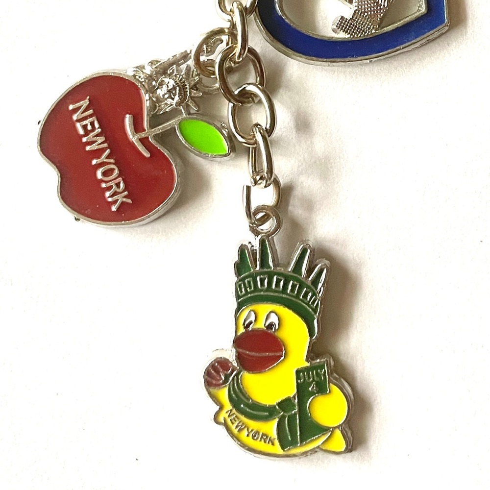 New York City runner ducky charms keychain key holder with cute NYC charms